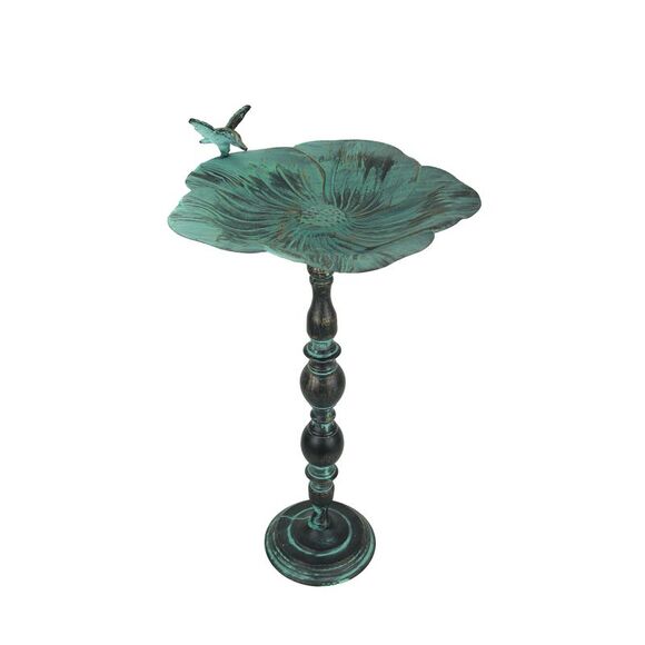 25 Inch Rustic Metal Bird Bath Outdoor Garden Verdigris Water Basin Yard Decor - Picture 1 of 5